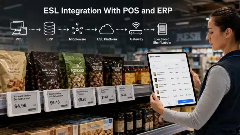 Электрон раф ярлыкъларыны POS ве ERP иле интеграция этмек: API-лер, малюматларнынъ харитасы, хата...